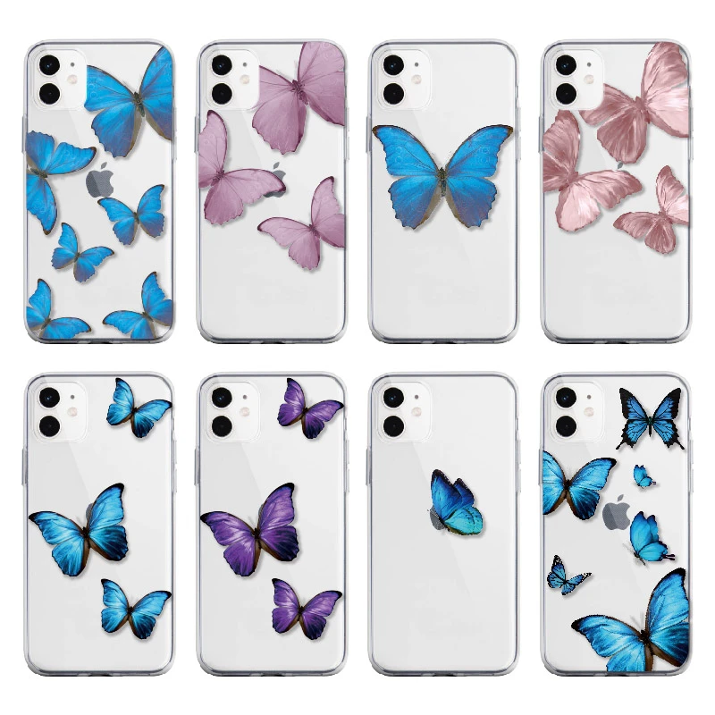 For Iphone 12 Mini 7 8 7plus 8plus Xs 11 Pro Max Fashion Butterfly Classy Paris Girl Summer Soft Clear Phone Case Fundas Cover Phone Case Covers Aliexpress