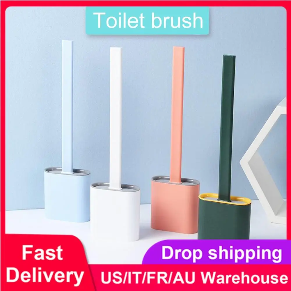 

Toilet Brush Holder Set Silicone Bristles Toliet Cleaning Brush with Long Handle Bathroom Cleaning Accessories
