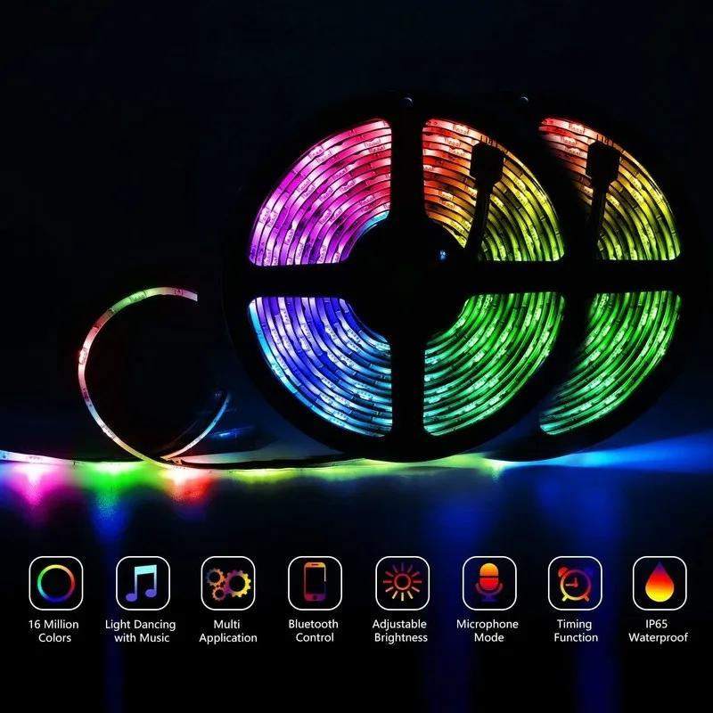 

LED Strip Lights 5-15M RGB 5050 SMD Flexible Ribbon Waterproof RGB LED Light Tape Diode DC 12V Bluetooth Control