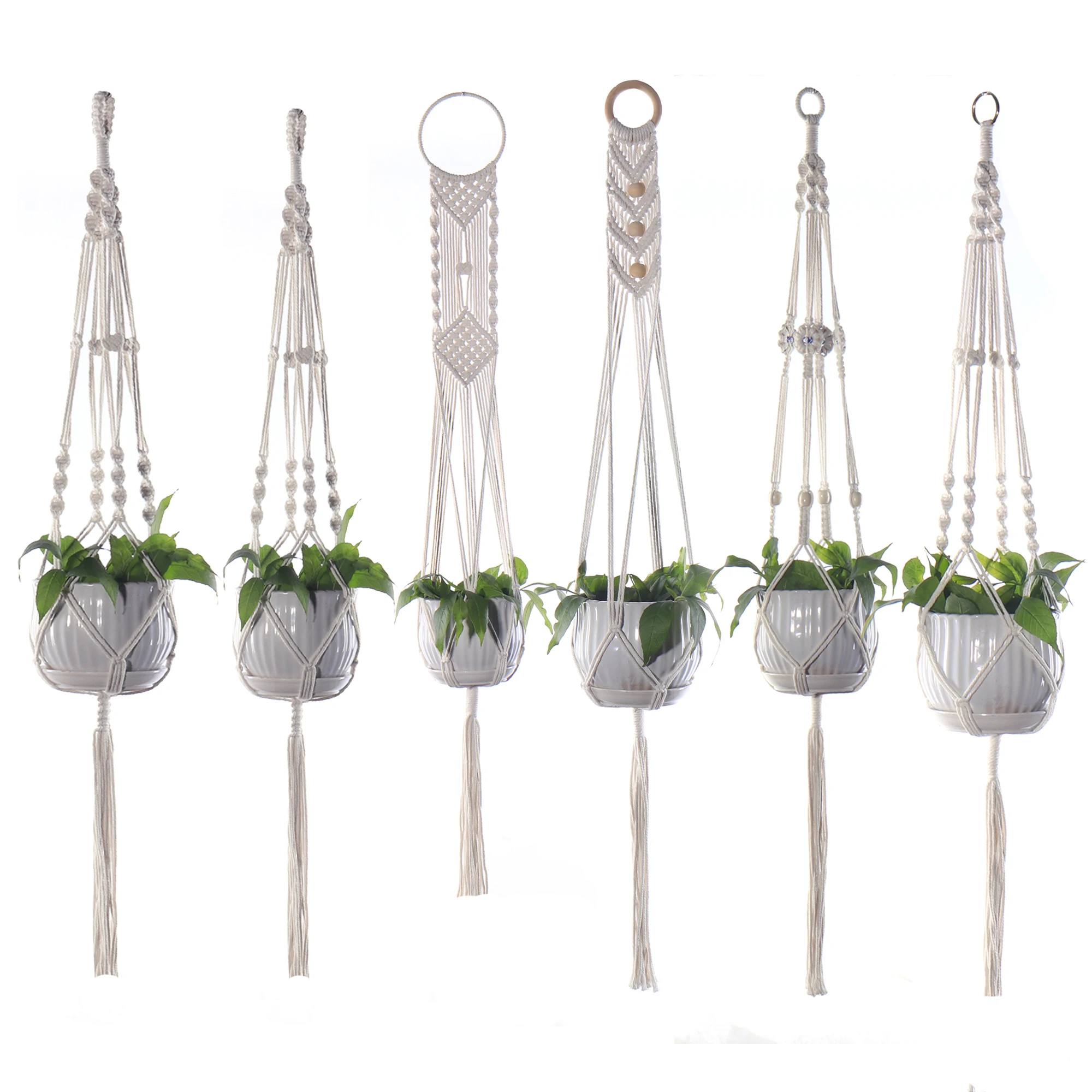 

3 Pack Macrame Plants Hanger Hanging Basket Macram Flower Pot Planter Decor for plant Pot Macram Plant Hanger Plant Pot Rope
