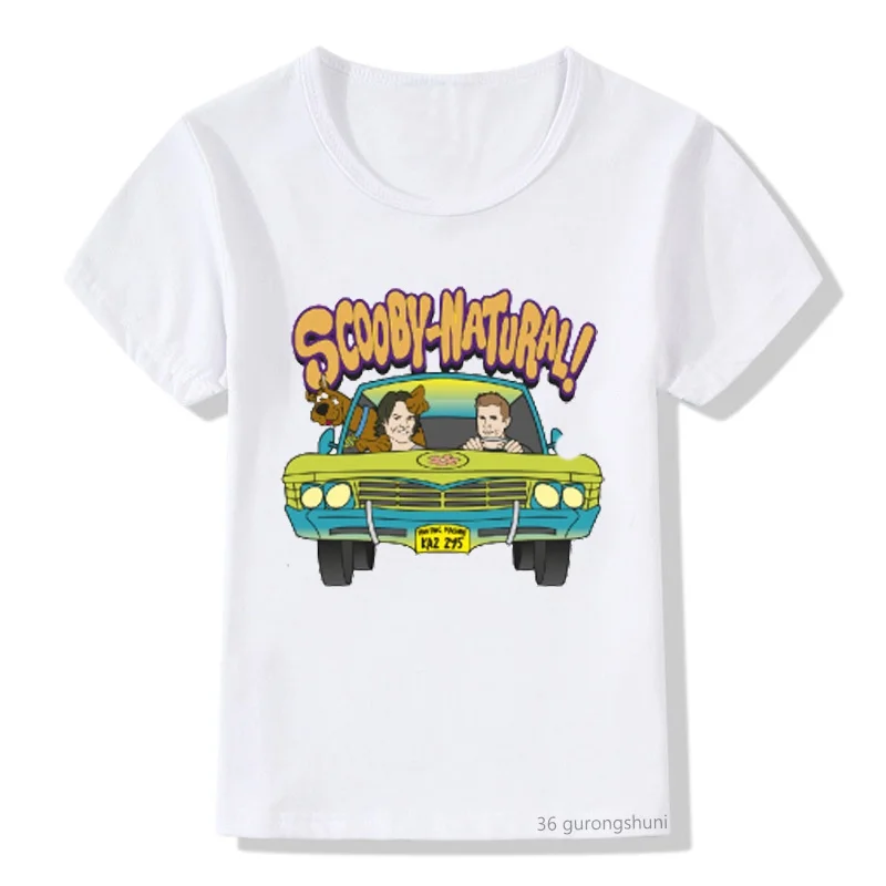 

Dog and Mystery Machine Man Print Children Summer Short-sleeved Girls Boys T-shirt Cartoon T Shirt Funny Baby Clothes
