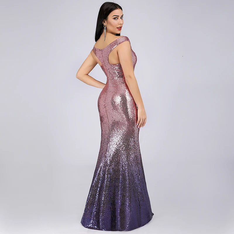 Sequined Prom Dresses Woman Party Night Ever Pretty Elegant Mermaid Off Shoulder Long Formal Party Gowns Robe De Soiree 2020
