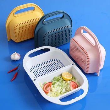 

Foldable Fruit Vegetable Washing Basket Strainer Colander Collapsible Drainer With Handle Kitchen Tools Washing Fruit Basket