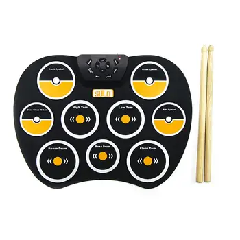 

Portable Electronic Drum Pad Silicone Practice Roll Up Drum Set With Headphones And Speakers For Beginners Kids Children Gifts