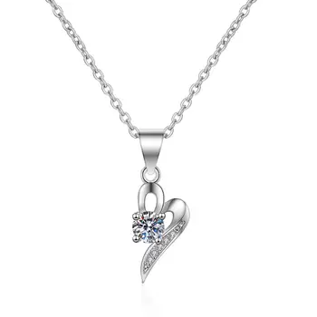 

18K White Gold Trendy Heart Shape Necklace with Zircon Diamond Birthday Necklace