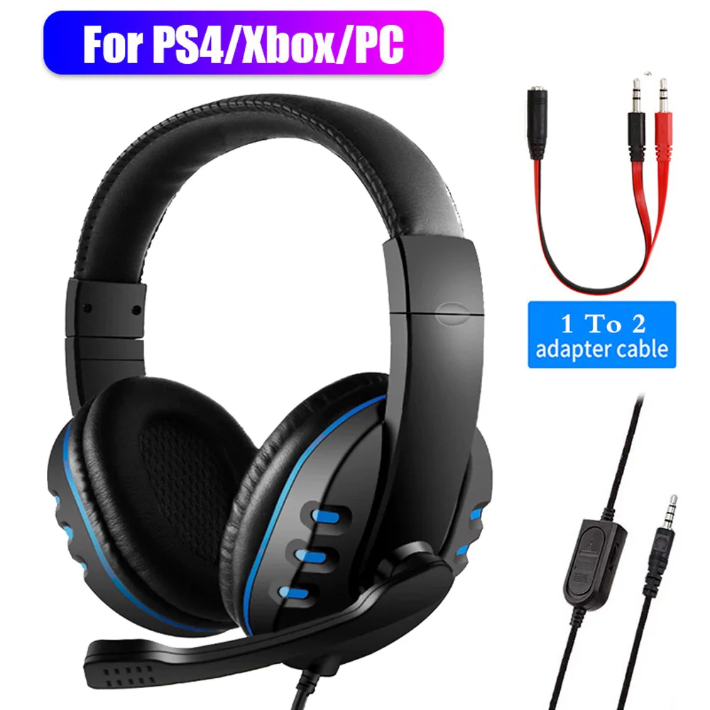 3 5mm Wired Headphones Gaming Headset Gamer Game Earphones with Microphone Volume Control for PS4 Play Station 4 X Box One PC