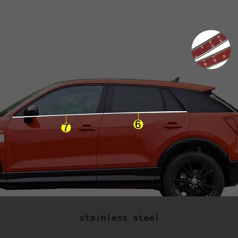 Оконный корпус автомобиля декоративный модифицированный хром автомобильный Стайлинг Защита украшения Яркие блестки аксессуар 19 для Audi Q2L