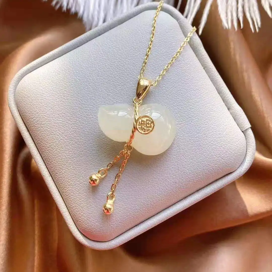 Ожерелье с подвеской из серебра в виде тыквы нефрита | Украшения и аксессуары