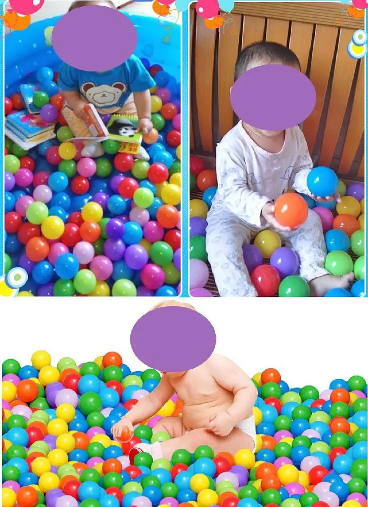 Kuulee Babrit Упаковка из 100 без ФТАЛАТА BPA бесплатно раздавливания пластиковые шарики океан шары пита-6 ярких цветов