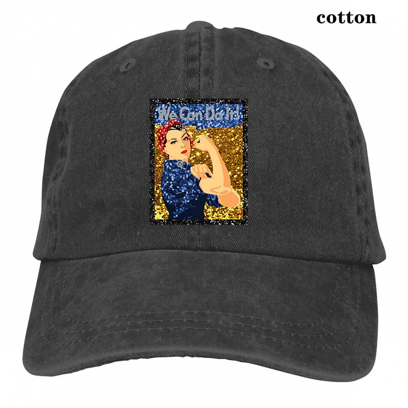 Блестящая бейсбольная кепка rosie the riveter для мужчин и женщин, Кепка-Дальнобойщик, модная Регулируемая Кепка - Цвет: 3-Black