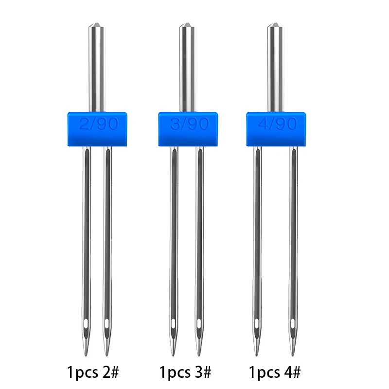 LMDZ 3Size 10Pcs/ Set Durable Double Twin Needles Pins Twin Stretch Machine Needles Mix Size 2.0/90 3.0/90 4.0/90 with Box - Цвет: 3Pcs Mix sizes