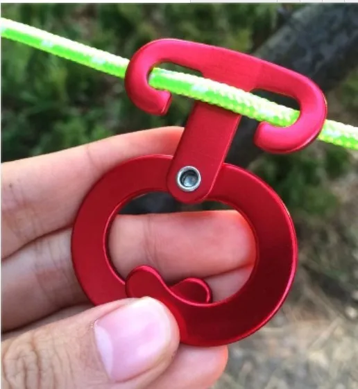 

Outdoor Tent Aluminium Alloy Ultra-Light Portable Hanger Camping Wind Rope Buckle-Fixed Not Slide Hook T-Shape