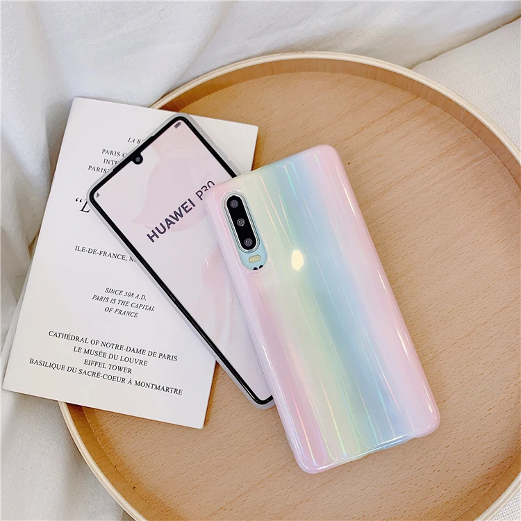 HXM Радужный градиентный лазерный чехол для телефона huawei P30 P20 Pro mate 20 Pro Nova 5 Роскошный глянцевый мягкий IMD чехол для телефона
