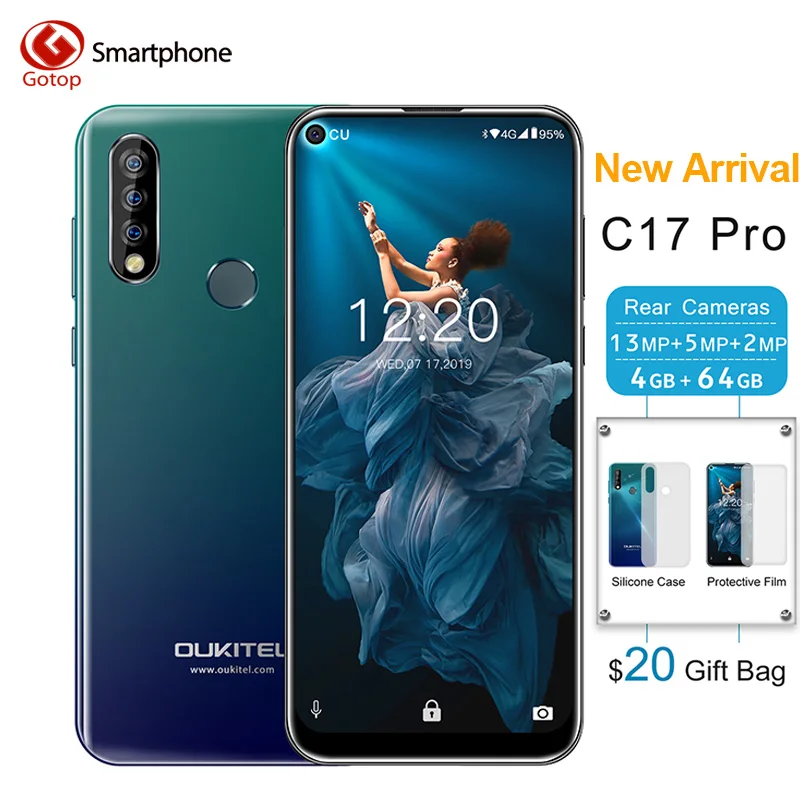 Смартфон OUKITEL C17 Pro 6 35 дюйма Android 9 0 19:9 MT6763 4 Гб + 64 ГБ распознавание лица