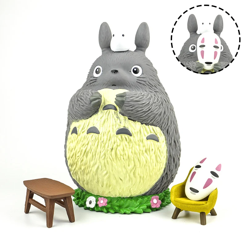 Japan genuine cartoon anime super cute kawaii 21cm big Totoro no face men mask action figures piggy