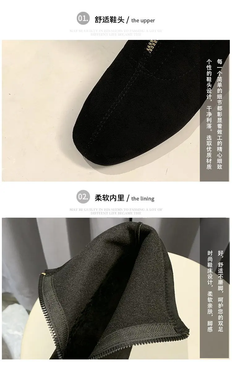 2020 Winter Women's Boots Fashion Suede Ankle Boots Woman Shoes Warm Zipper Ankle Boots Mid Heel Short Plush Boots Botas Mujer