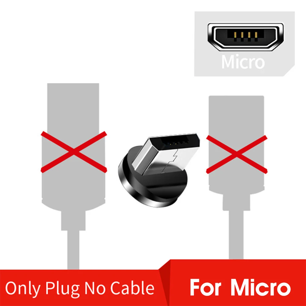 1 м 2 м Магнитный USB кабель Micro usb type C кабель для быстрой зарядки для Xiaomi зарядный магнит Android телефон шнур кабель Microusb - Цвет: Only Micro Plug