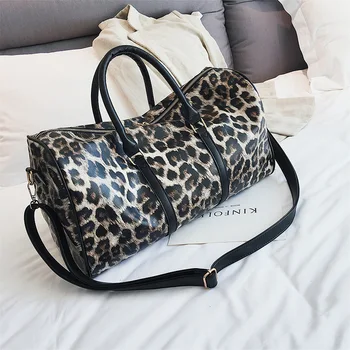 

Mododiino Women Leopard Handbag Travel Bag Leather Duffel Bag Waterproof Traveling Luggage Bags Female Crossbody Bag DNV1295