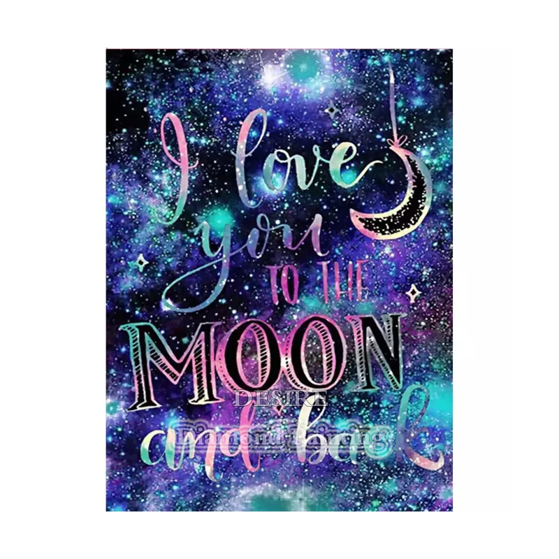 EASHRU I Love You Moon Text 5D алмазная вышивка крестиком Алмазная вышивка рукоделие полная квадратная дрель домашний декор PT3915