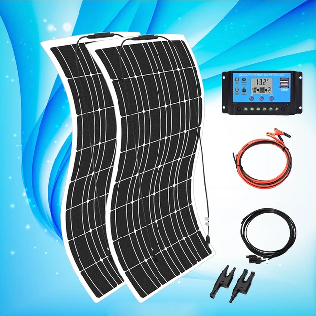 solar panel 12v 24v 1000w 600w 450w 300w battery charger kit complete for car boat vans marine home camper photovoltaic system 300w kit