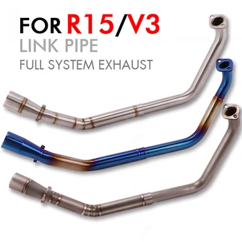 

r15 v3 full system motorcycle modified exhaust pipe stainless steel titanium alloy front exhaust for yamaha r15 v1 v2 v3 MT125