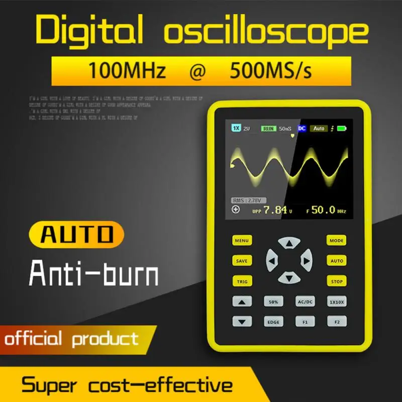 

5012H 2.4-inch IPS Screen Digital Oscilloscope 500MS/s Sampling Rate 100MHz Analog Bandwidth Support Waveform Storage