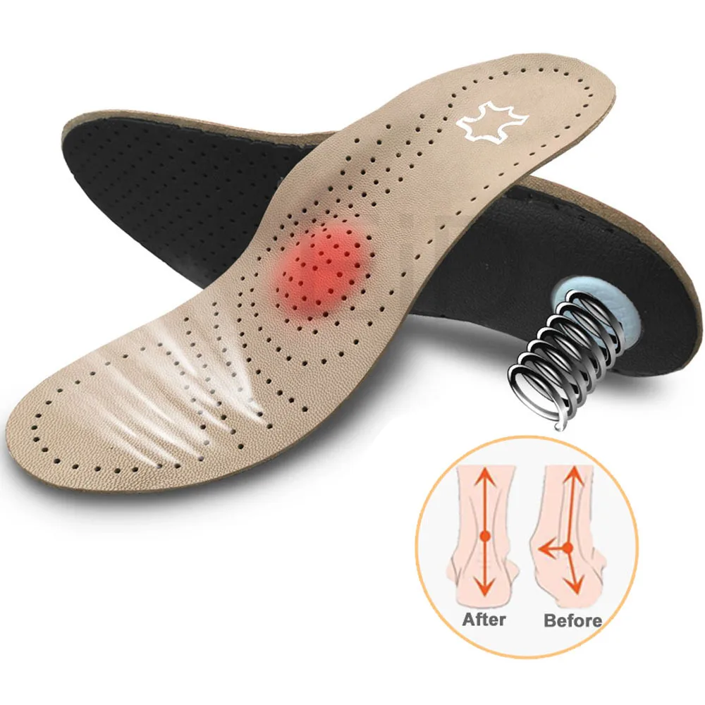 EiD кожа высокого качества insole стелька для плоских ног супинатор ортопедический обувь вставки в обувь для ног для мужчин и женщин