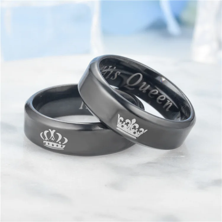 Его королева ее король DIY гравировка пара кольцо романтическое обручальное кольцо ювелирные изделия оптом вечерние подарки