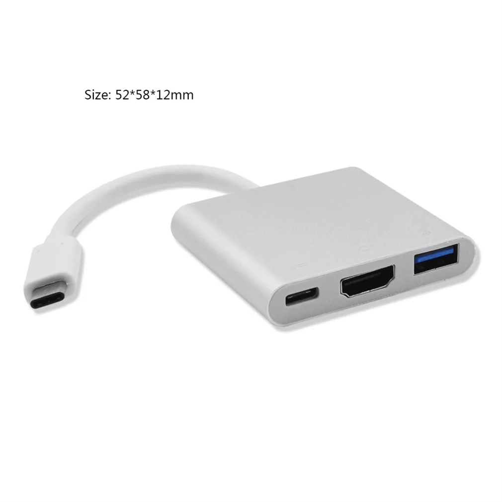 Профессиональный USB 3,1-HDMI+ USB 3,1+ USB 3,0 адаптер конвертер алюминиевый корпус Прочный USB кабель конвертер серебристый