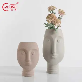 

Personalized Ceramic Head Vase Modern Home Decor Pottery Flower Vase Container Collectible Art Table Shelf Cabinet Vase Ornament