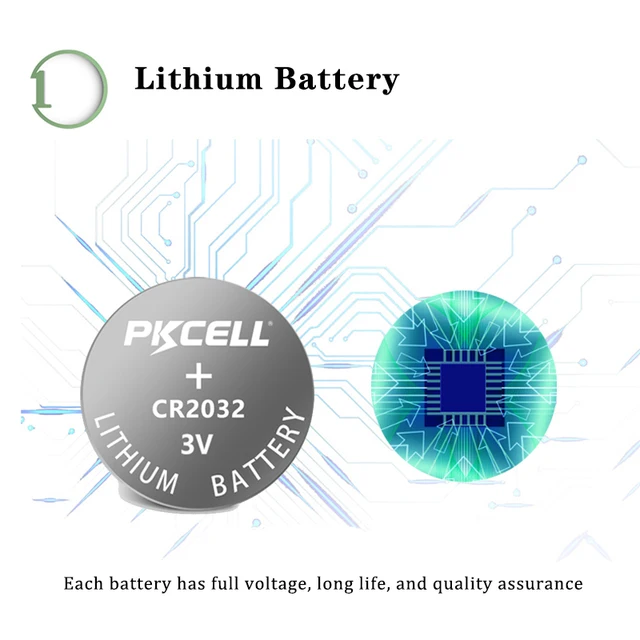 PKCELL-Pile bouton au lithium, CR2032, 3V, BR2032, DL2032, ECR2032 CR 2032,  24.com, montres, 10 pièces