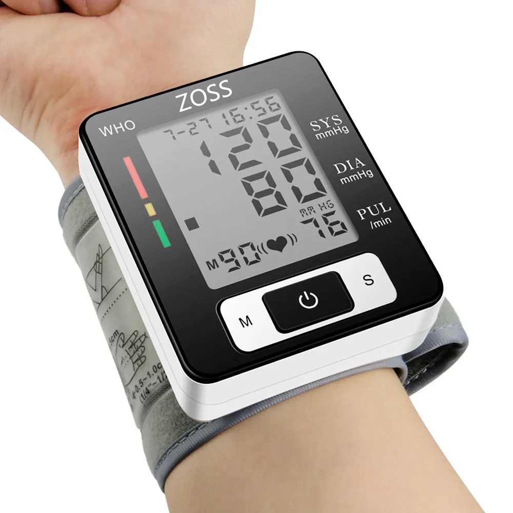ZOSS angielski lub rosyjski Voice mankiet nadgarstek Sphygmomanometer miernik ciśnienia krwi Monitor pulsometr przenośny tonometr BP