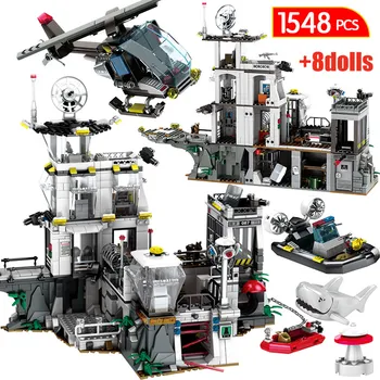 

Diy Military Swat Robbed Prison Car Helicopter Ship Building Blocks for City Police Sation Figures Bricks Toy for Boys