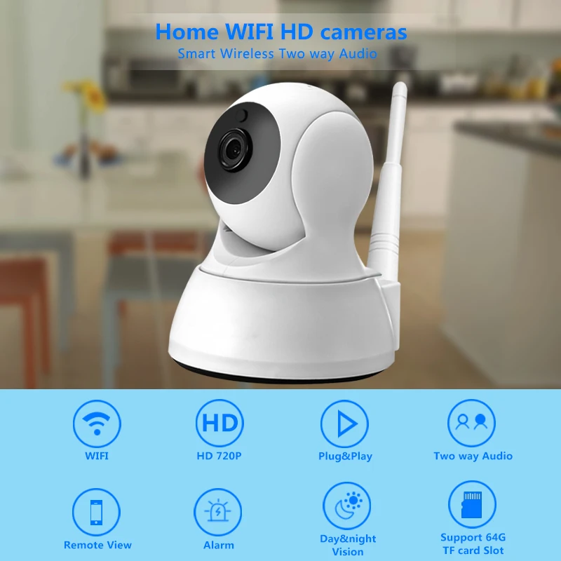 720P HD Wireless Home Security IP WiFi Camera Two Way Audio Baby Monitor Smart Alarm Night Vision CCTV Indoor Camera Monitor