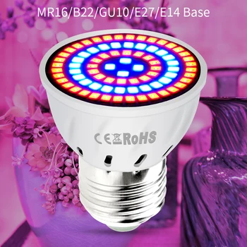 通販 6 個led成長ライトE27 フルスペクトル 220v Led植物ランプE14 3 ワット 5 ワット 7 ワットGU10 フィトランプMR16 Led植物成長電球B22 Fitolampy