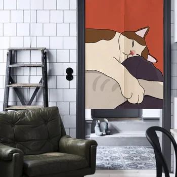 

Cartoon cat door curtain bedroom partition curtain kitchen curtain Feng Shui Curtain Decoration Japanese Curtain Noren