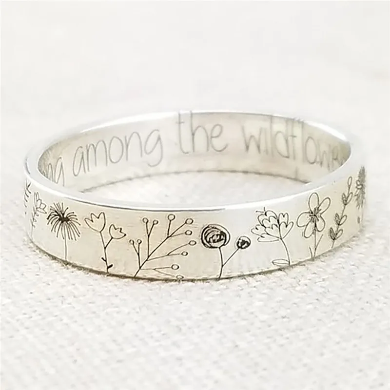 Vintage Bohemian Simplicity Wildflowers Floral Daisy Carved Flower Ring For Women Men Delicate Handmade Ring For Female Gift
