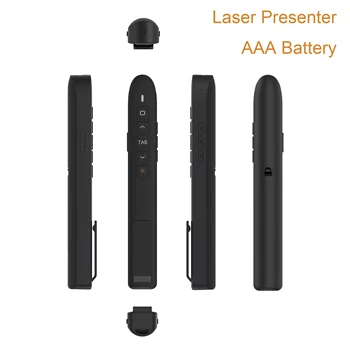 

T5 2.4G Wireless Ppt Demonstrator Sliding Advancer Page Turning Powerpoint Demo Clicker Remote Control Black Plastic