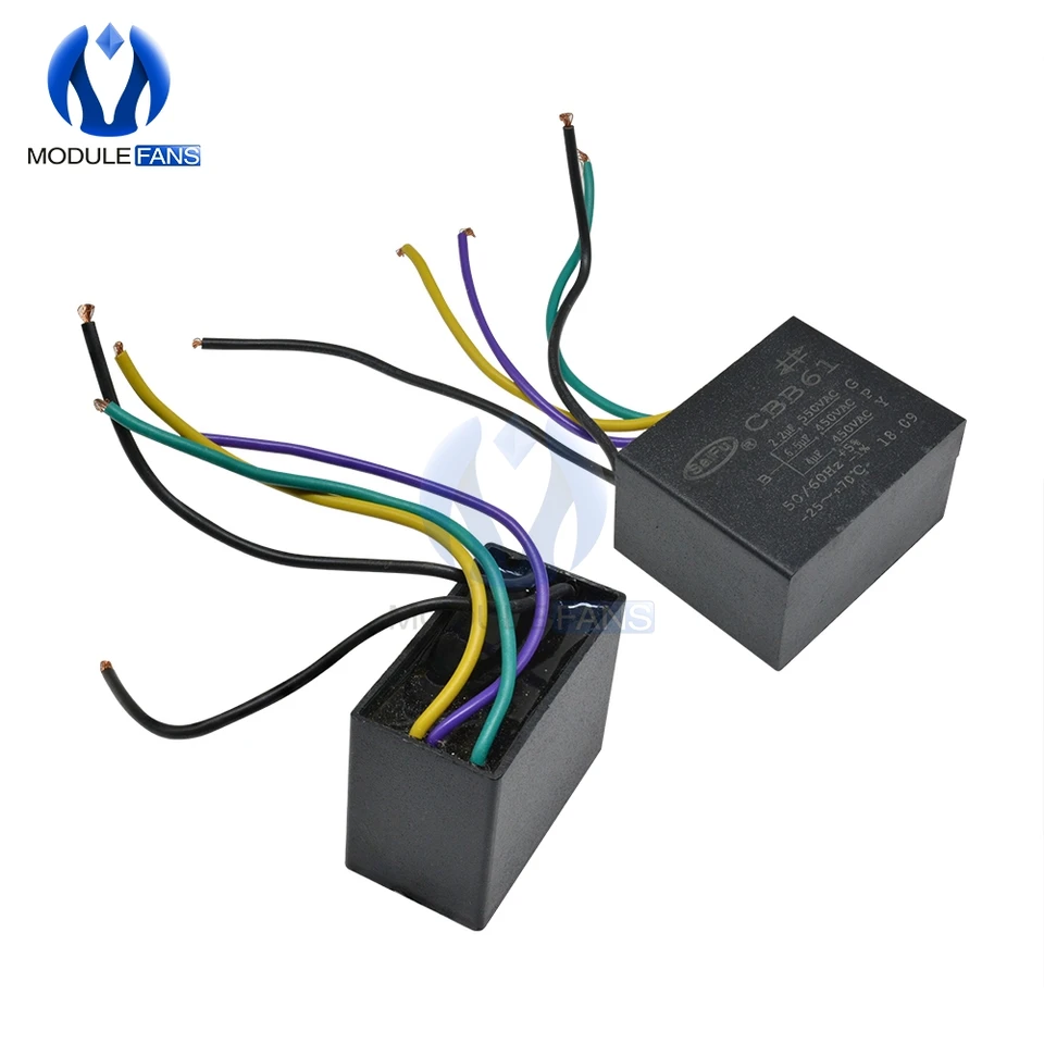 2 pz CBB61 450 V 1uF~6uF Terminale Ventilatore A Soffitto Motore Condensatore Rettangolare (Size : 1uF