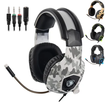 

Camouflage Gaming Headset With Microphone Sades Sa818 Stereo Headphones For Ps4 Pc Mac Mobile Phone New Xbox One Laptop Game
