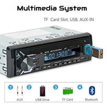 

DC12V Car Stereo Mobile Phone MP3 MP4 MP5 Player Bluetooth AUX USB TF FM Radio Audio In-dash Handsfree MIc Car Accessories