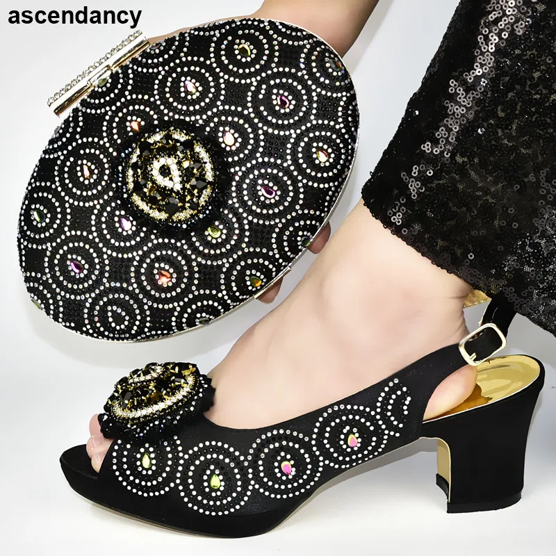 

Elegant African Wedding Italian Shoe and Bag Sets Ladies Italian Shoe and Bag Set for Party In Women Luxury Women Shoes Summer