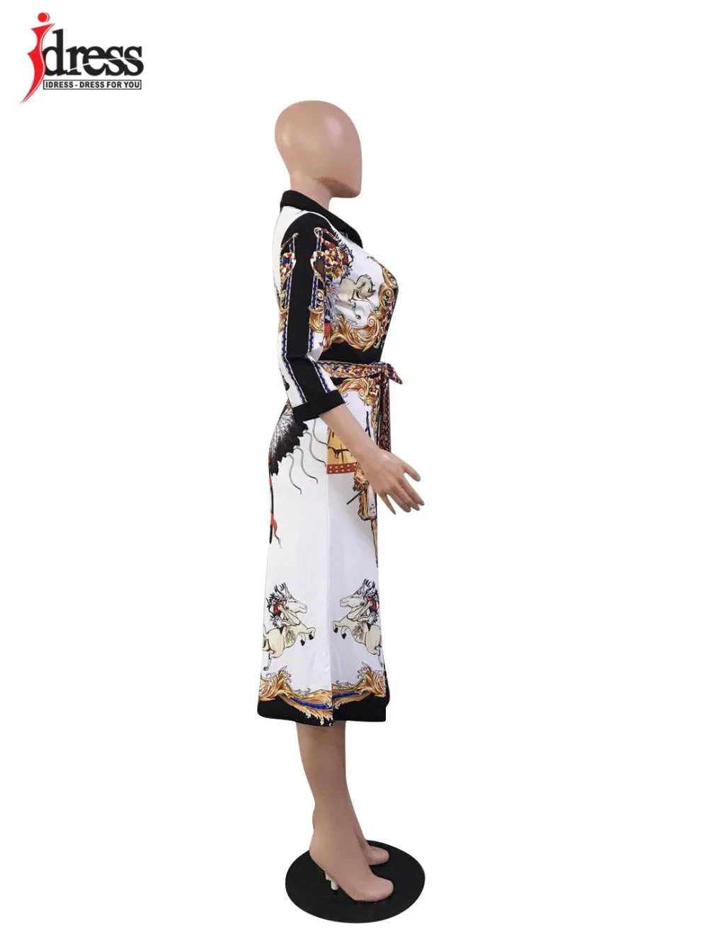 IDress Runway Design 2020 Sexy V Neck Party Dress Horses Print Dress Elegant Midi Dress for Women Slim Casual Bodycon Dresses (1)