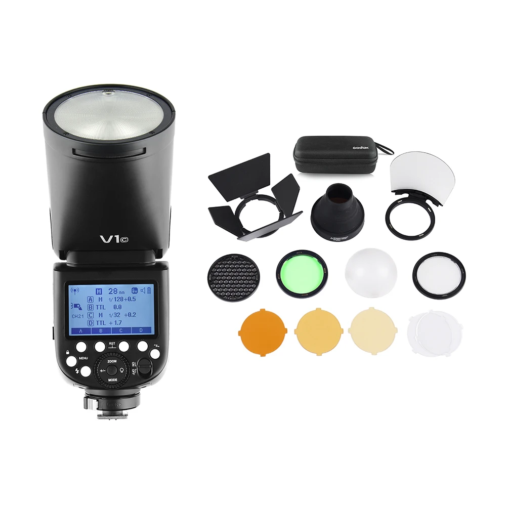 Godox V1C профессиональная вспышка камеры Speedlite AK-R1 карманный фонарик аксессуары комплект для Canon EOS 1500D 3000D свадебная студия