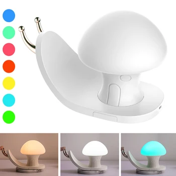 

Newest Portable Snail Night Sleeping Light Touching Dimming USB Charging Desk Lamp