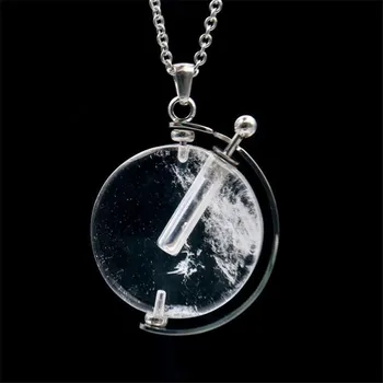 

2pcs/lot Natural crystal essential oil perfume fragrance bottle pendant stainless steel necklace