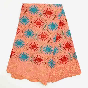 

(5yards/pc) high quality pink African 100% cotton Swiss voile lace fabric with excellent embroidery for dress F3711