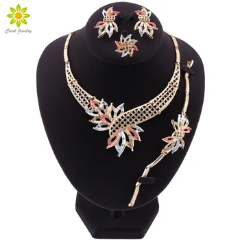 

Fashion Dubai Bridal For Women Wedding African Beads Jewelry Set Indian Nigerian Beads Necklace Earrings Bracelet Ring Set