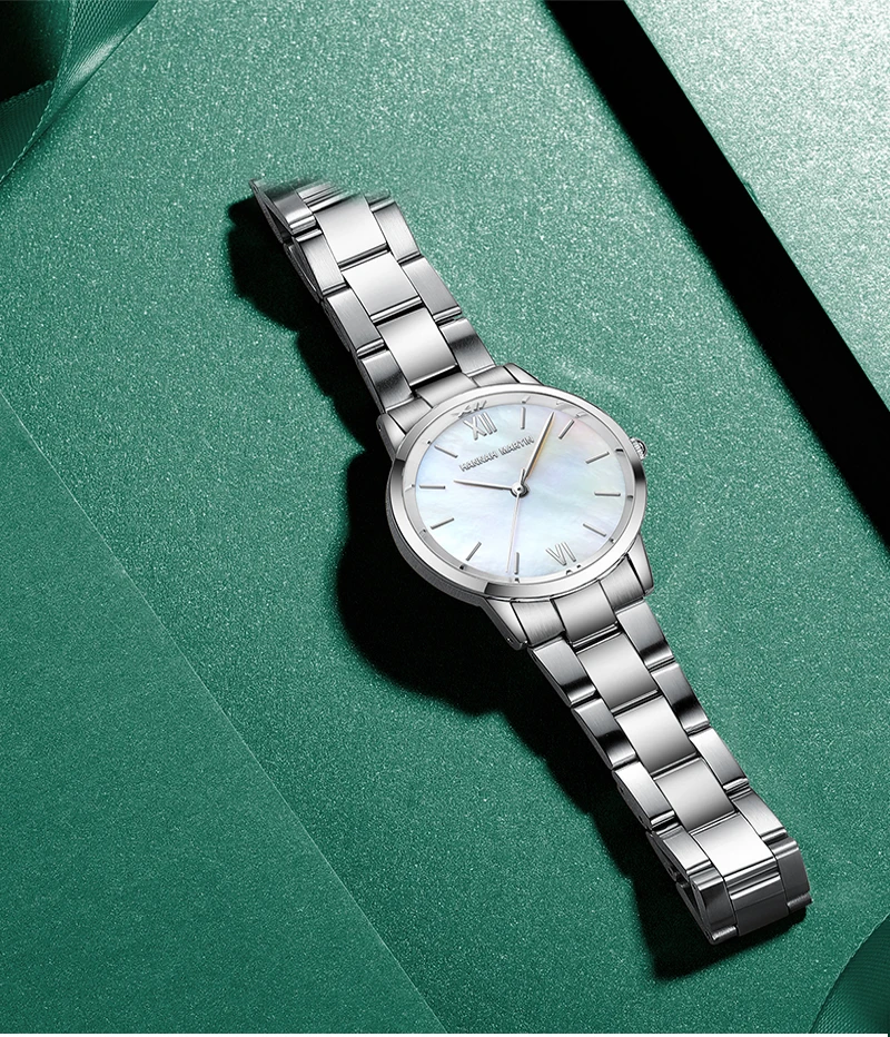 2021 NEW Japan Quartz Pearl Oyster Jade Stone White Shell Waterproof Ladies Full Stainless Steel Classic Wrist Watches for Women