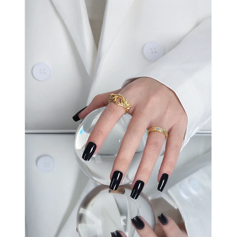 SHANICE S925 sterling silver open ring ins niche design tin foil texture micro-inlaid zircon Accessories Finger Jewelry Gifts 4